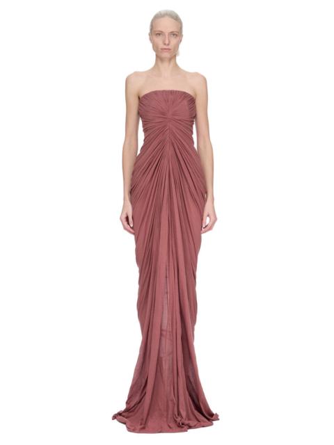 draped strapless maxi dress