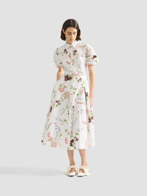 FLORAL PRINT COTTON MIDI SHIRT DRESS