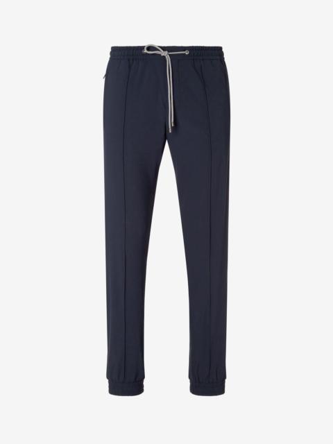 Dark blue technical wool fabric joggers