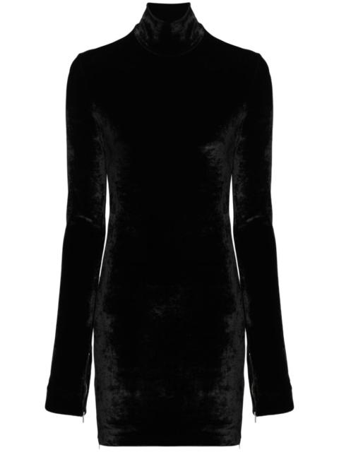 high-neck velvet-finish top