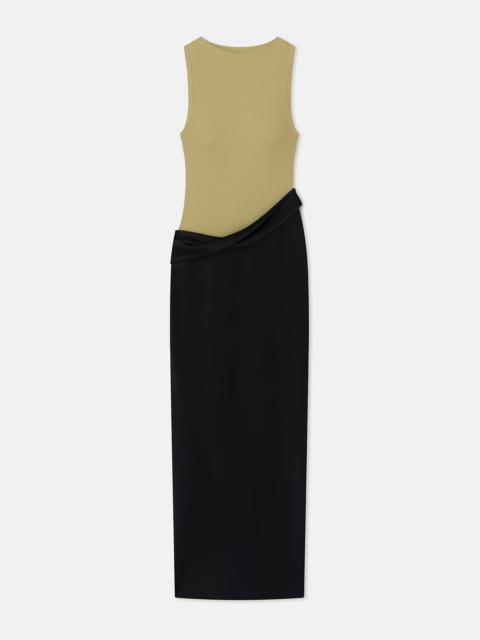 Ribbed Jersey and Slip Satin Dress
