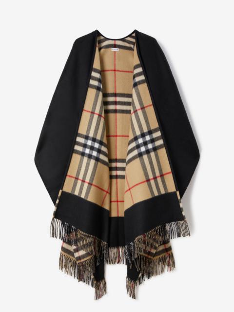 Check Wool Cashmere Cape
