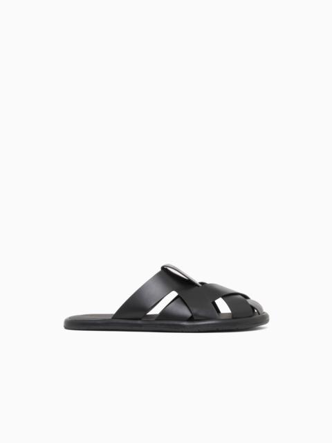 CROSS-OVER NAPPED CALFSKIN SANDALS