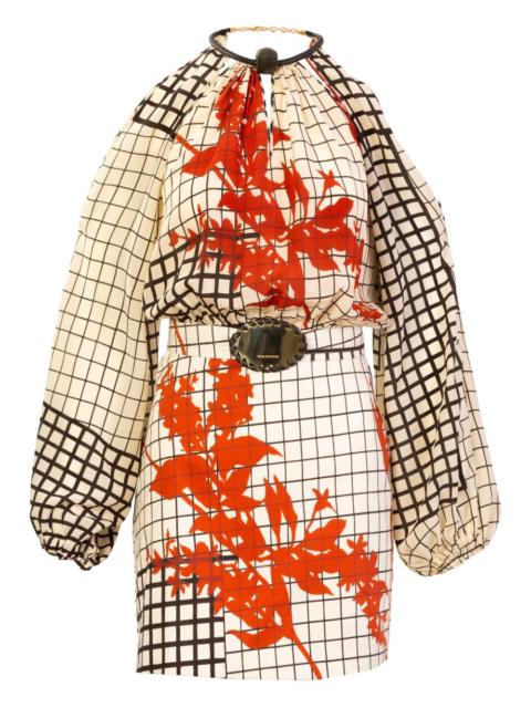 Jackson geometric-print cut-out mini dress