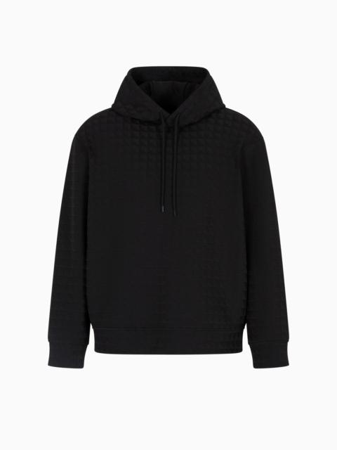ASV LYOCELL-BLEND JACQUARD JERSEY HOODED SWEATSHIRT WITH REPEATED EAGLE MOTIF
