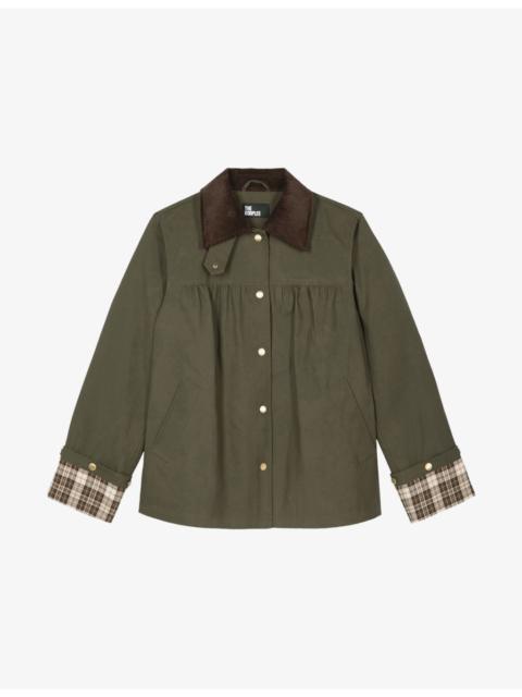 Corduroy-Collar Relaxed-Fit Cotton Jacket