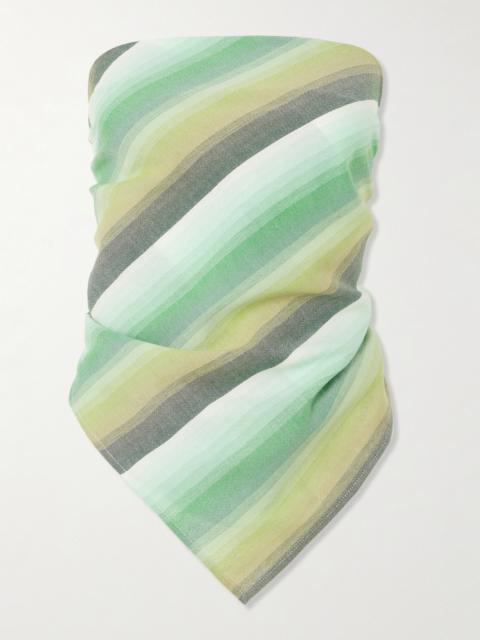 Triangle Strapless Striped Cotton-blend Top