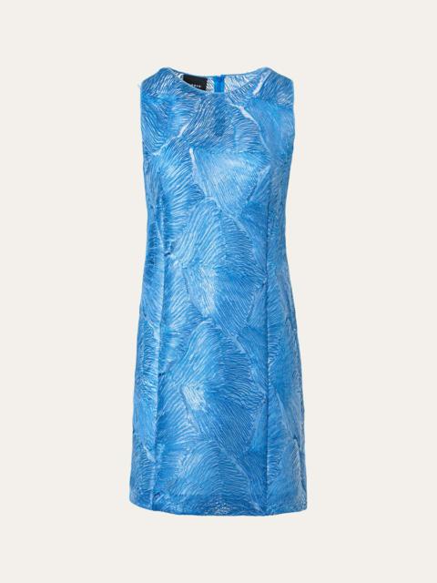 Lacquered Sea Faille Sleeveless Shift Mini Dress