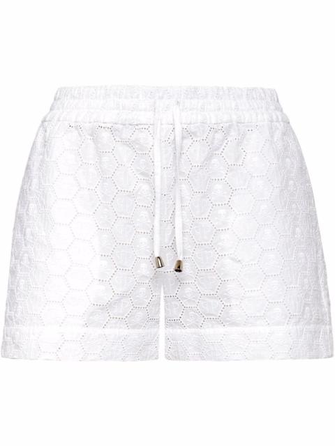 logo-embroidered lace shorts