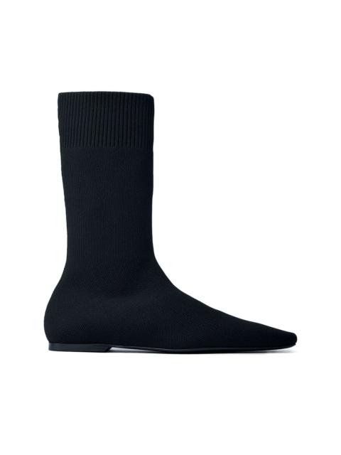 square-toe ribbed-knit boots