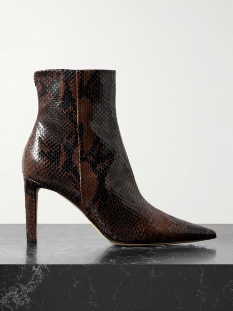 Frankie 85 snake-effect leather ankle boots Chocolate