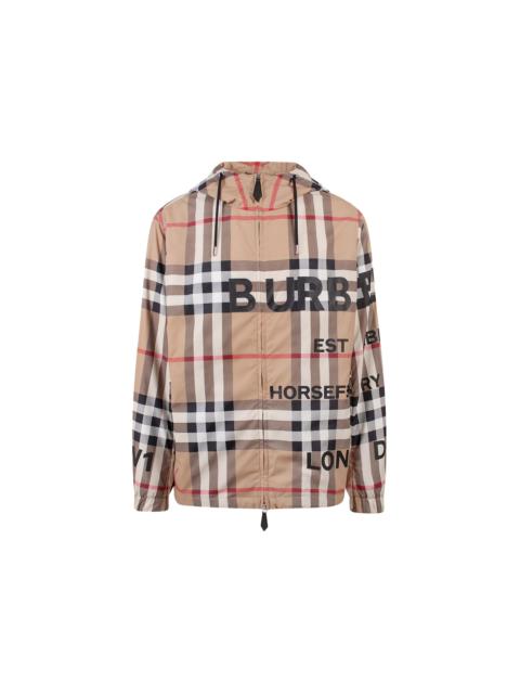 Burberry Tartan Motif Nylon Jacket Beige