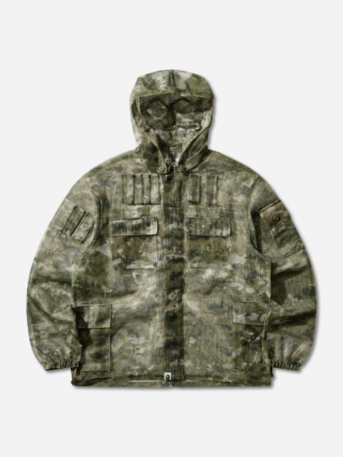 Men's Multi Pixel Camo Mask Hooded Shirt Jacket Green