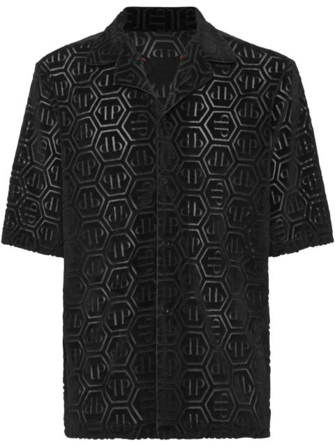 hexagon-patterned short-sleeve shirt