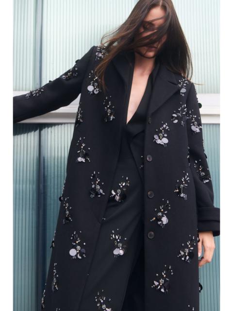 Wool Embellished Single Breasted Tailored Coat
