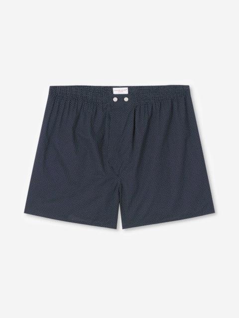 Men's Classic Fit Boxers Plaza 21 Cotton Batiste Navy