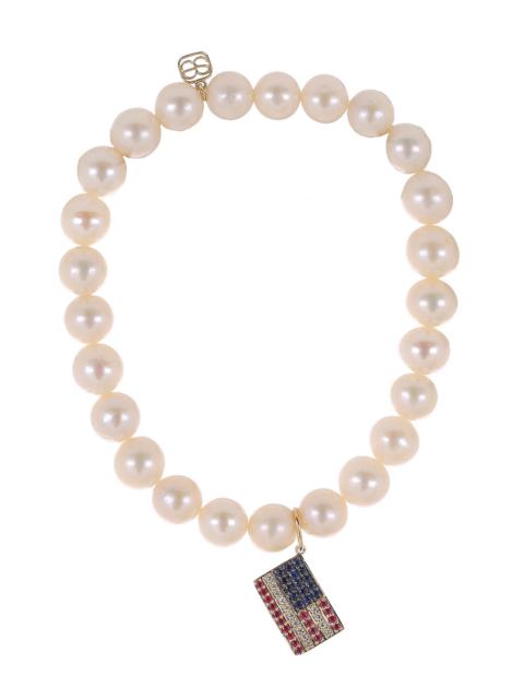 Freshwater Pearl American Flag Charm Bracelet