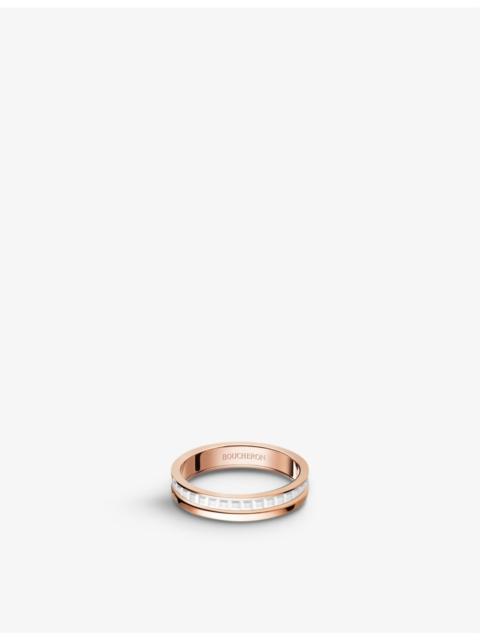 Quatre White Edition 18ct pink-gold and ceramic wedding band