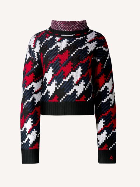 Houndstooth Merino Wool Turtleneck Sweater