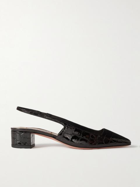 Ginza 35 croc-effect patent-leather slingback pumps Black