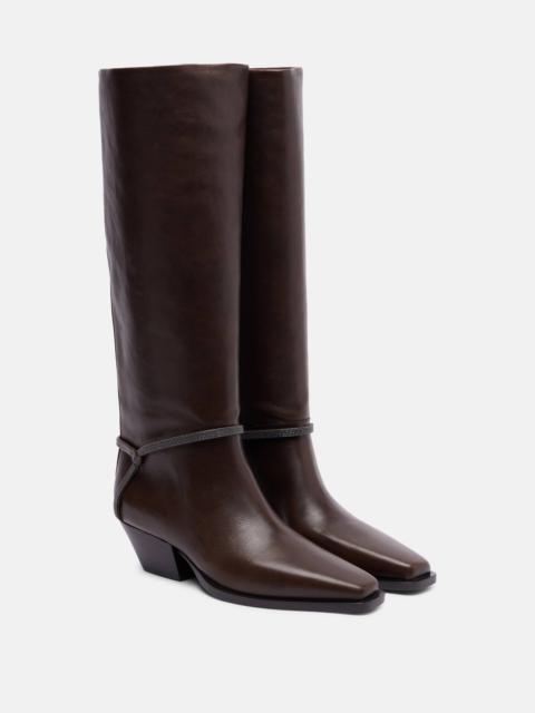Monili leather knee-high boots