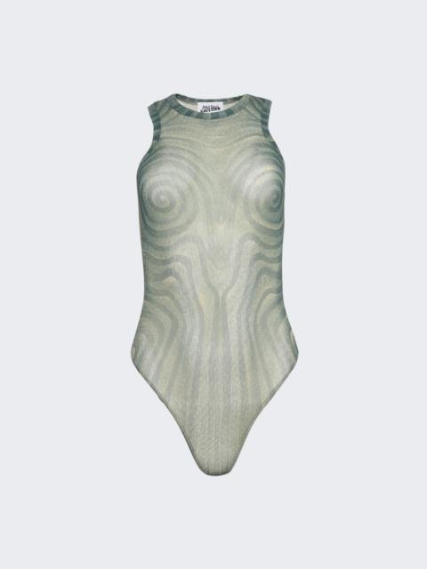 Spiral Bodysuit Ecru And Aqua