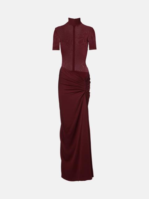 Gathered ribbed-knit gown