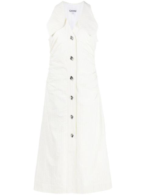 v-neck sleeveless midi dress