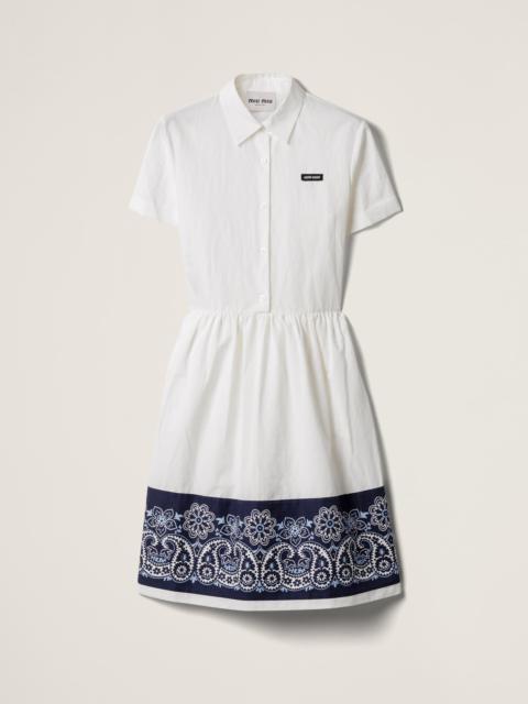 Slubbed poplin dress with print