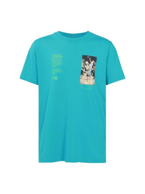 Men's Off-White C/O Virgil Abloh Skeleton Character Printing Short Sleeve Ordinary Version Blue T-Sh