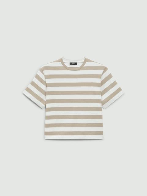 Boxy Crewneck Tee in Striped Cotton