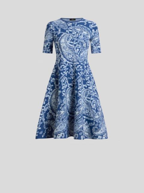 JACQUARD KNEE-LENGTH DRESS WITH FLORAL PAISLEY MOTIF