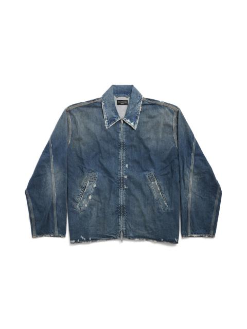 Men's Zip-up Denim Jacket in Blue
