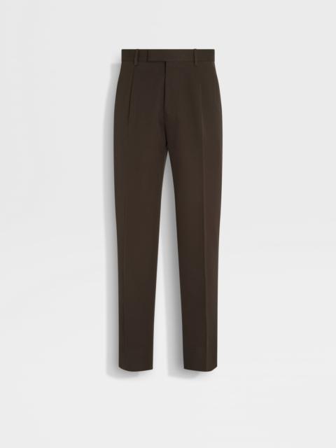 DARK BROWN COTTON AND WOOL PANTS