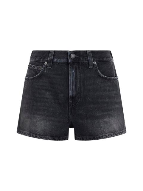 Black cotton denim Brit shorts
