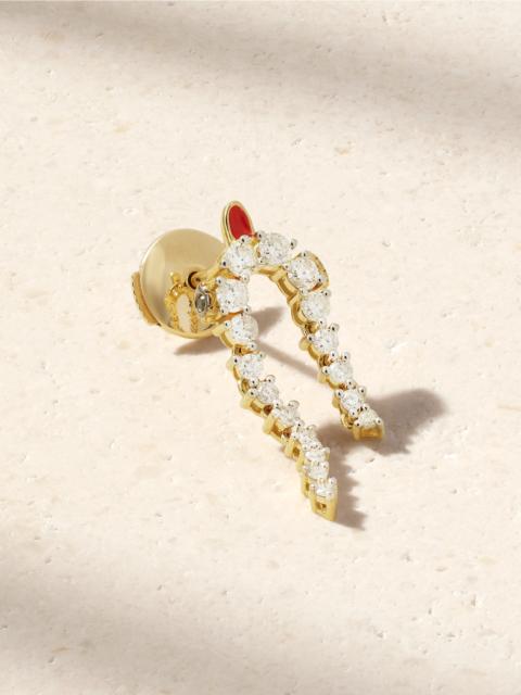 Mini Python 9-karat Gold, Diamond And Enamel Single Earring