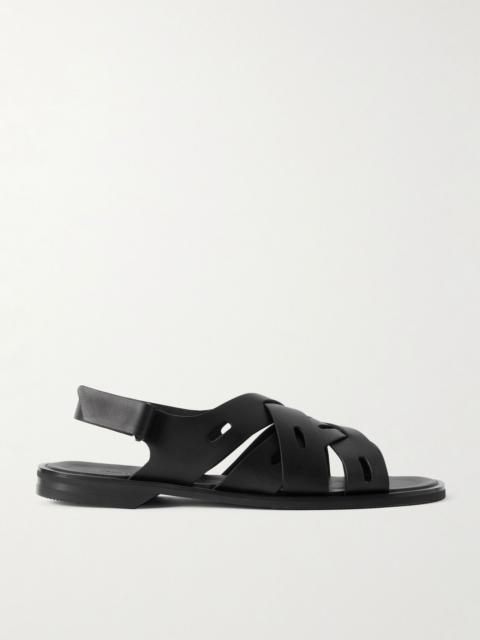 Seaford Woven Leather Sandals Black