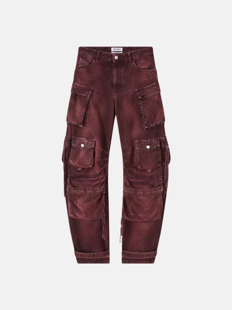 ''FERN'' RED AND BURGUNDY DENIM LONG PANTS