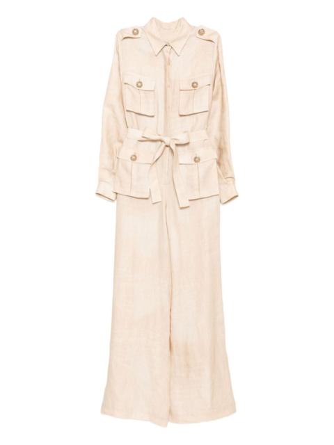 printed linen jumpsuit