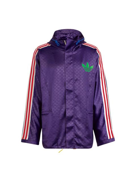 adidas originals Windbreaker Logo Printing Hooded Drawstring Sports Jacket 'Purple' IB3441