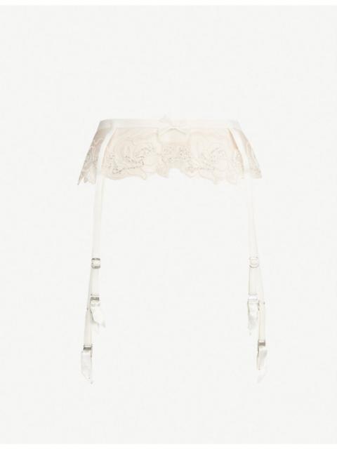 Lindie floral mesh suspender belt