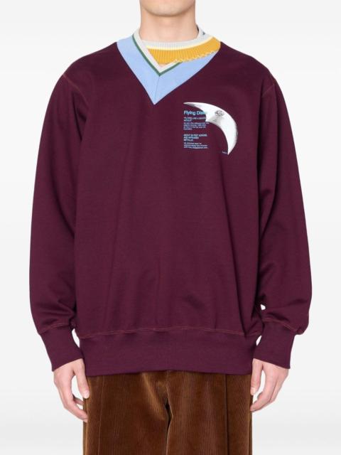 V-neck graphic-print sweatshirt