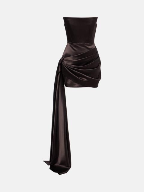 Draped satin bustier dress