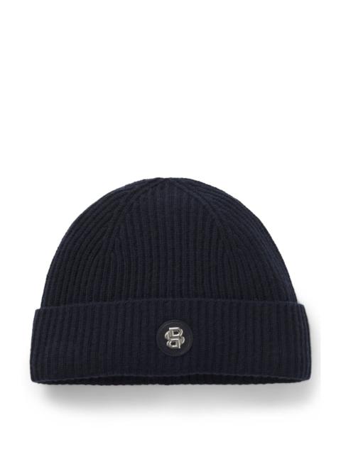 WOOL-CASHMERE BEANIE HAT WITH DOUBLE B MONOGRAM