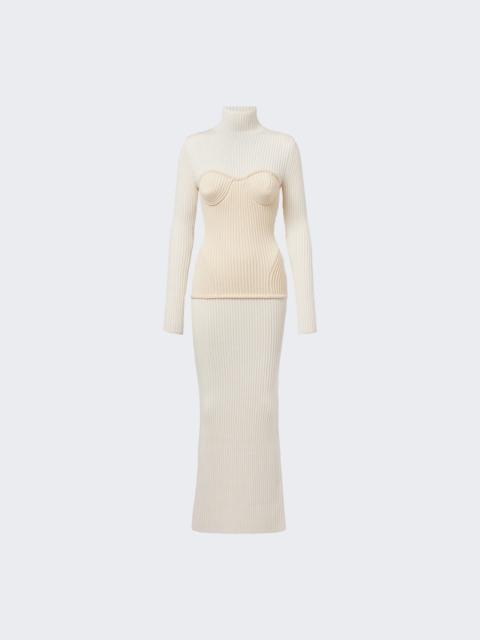 Stretch Merino Wool Dress Ecru