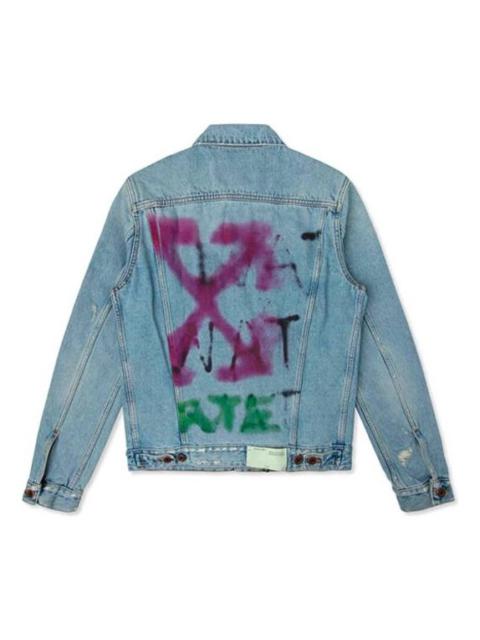 Off-White Spray Paint Graffiti Jacket Men Blue OMYE005E193860457128