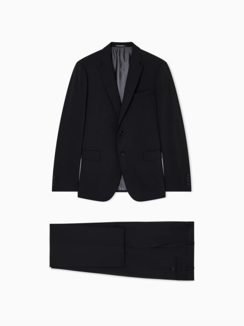 SINGLE-BREASTED LIGHT WOOL SUIT WITH MICRO DESIGN