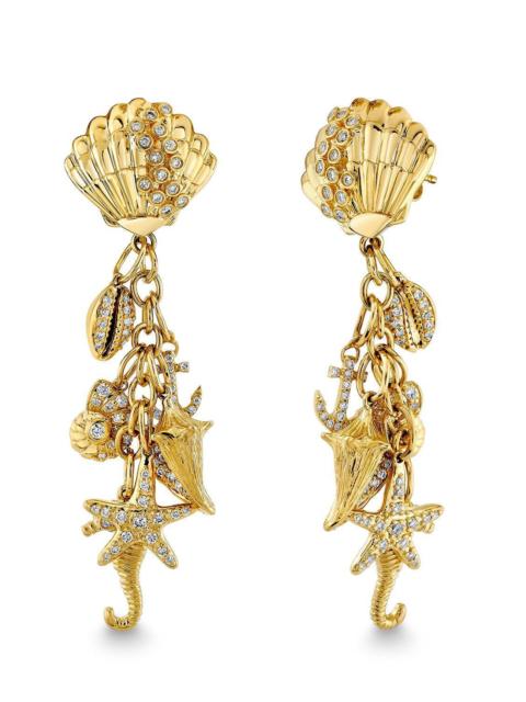 Multi Sea Life Clam Shell Earrings