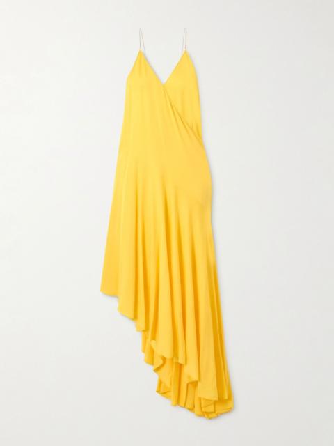 Asymmetric jersey midi dress Yellow
