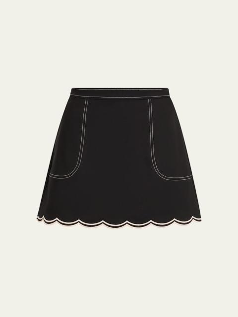Cheryl Scallop-Hem Mini Skirt